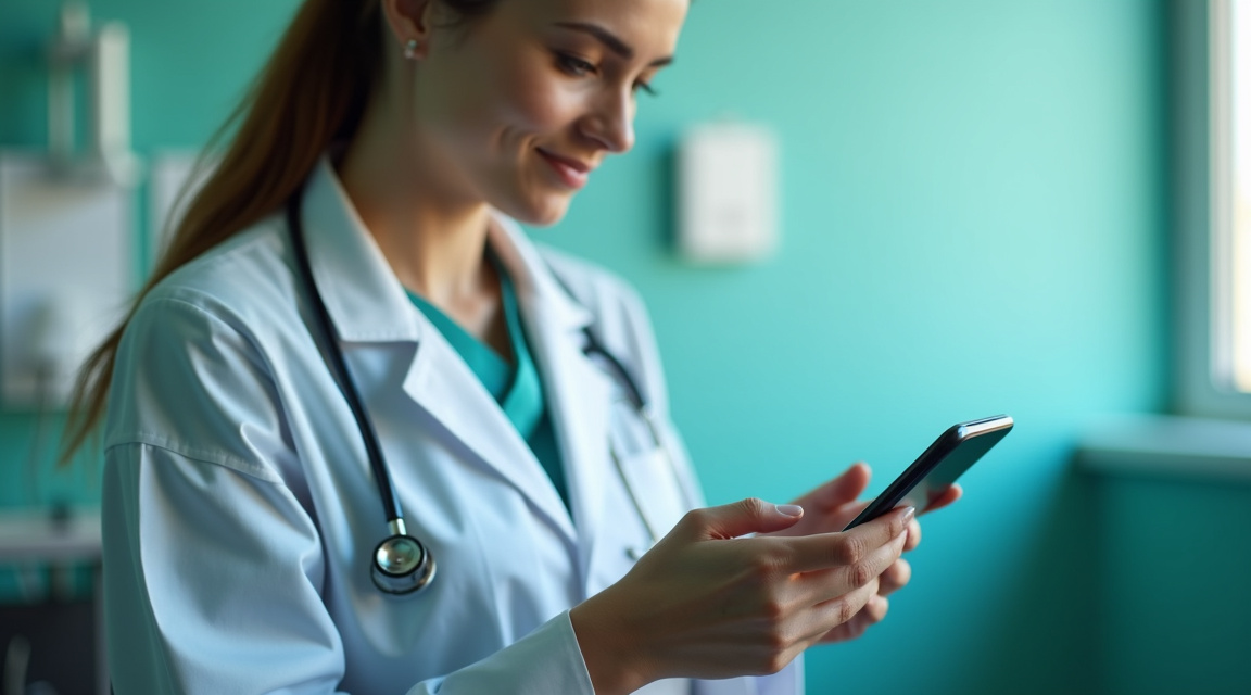 Paciente pesquisando uma clínica especializada e agendando consulta pelo celular