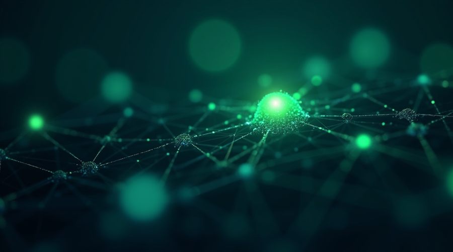 Visualização de uma IA selecionando fontes confiáveis em uma rede de conexões