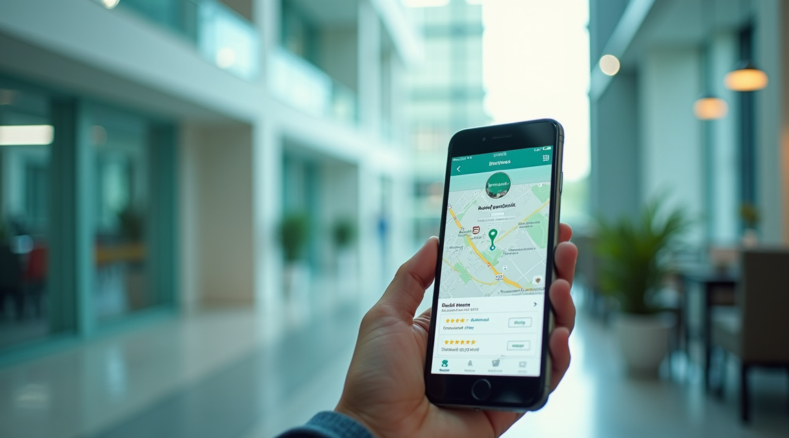 Perfil de empresa exibido no Google com mapa, avaliações e informações de contato