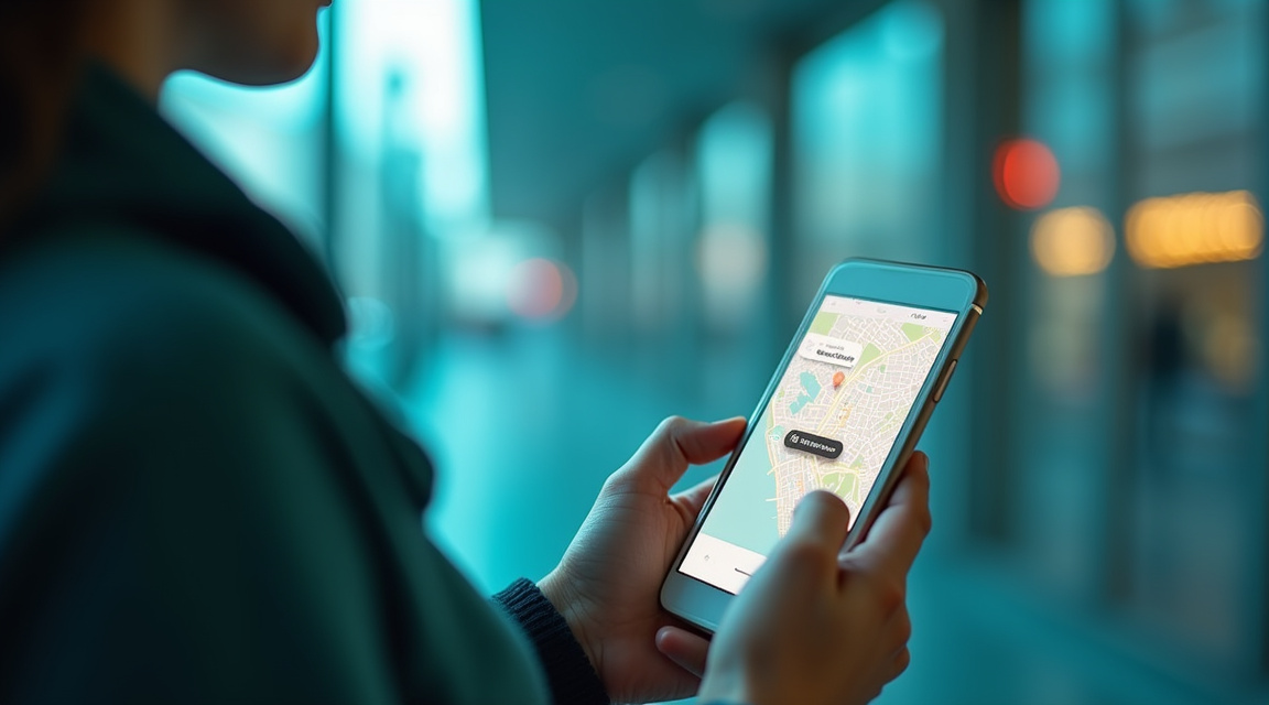Pessoa pesquisando um serviço com o nome da cidade no celular
